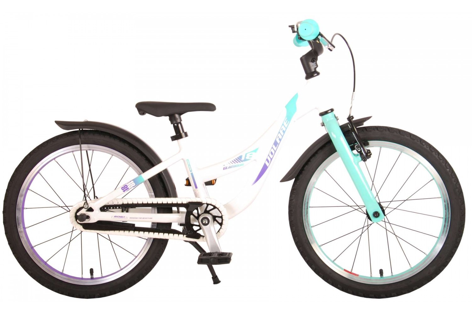 Volare Glamour Kinderfahrrad 18 Zoll Mädchen Weiß Mint