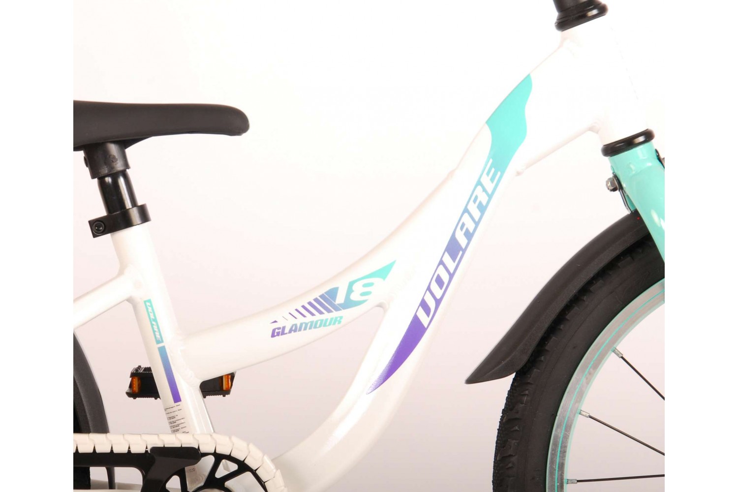 Volare Glamour Kinderfahrrad 18 Zoll Mädchen Weiß Mint