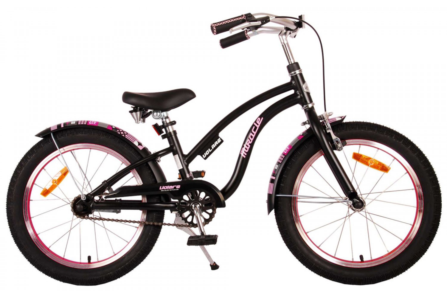 Volare Miracle Cruiser Kinderfahrrad 18 Zoll Mädchen Matt Schwarz