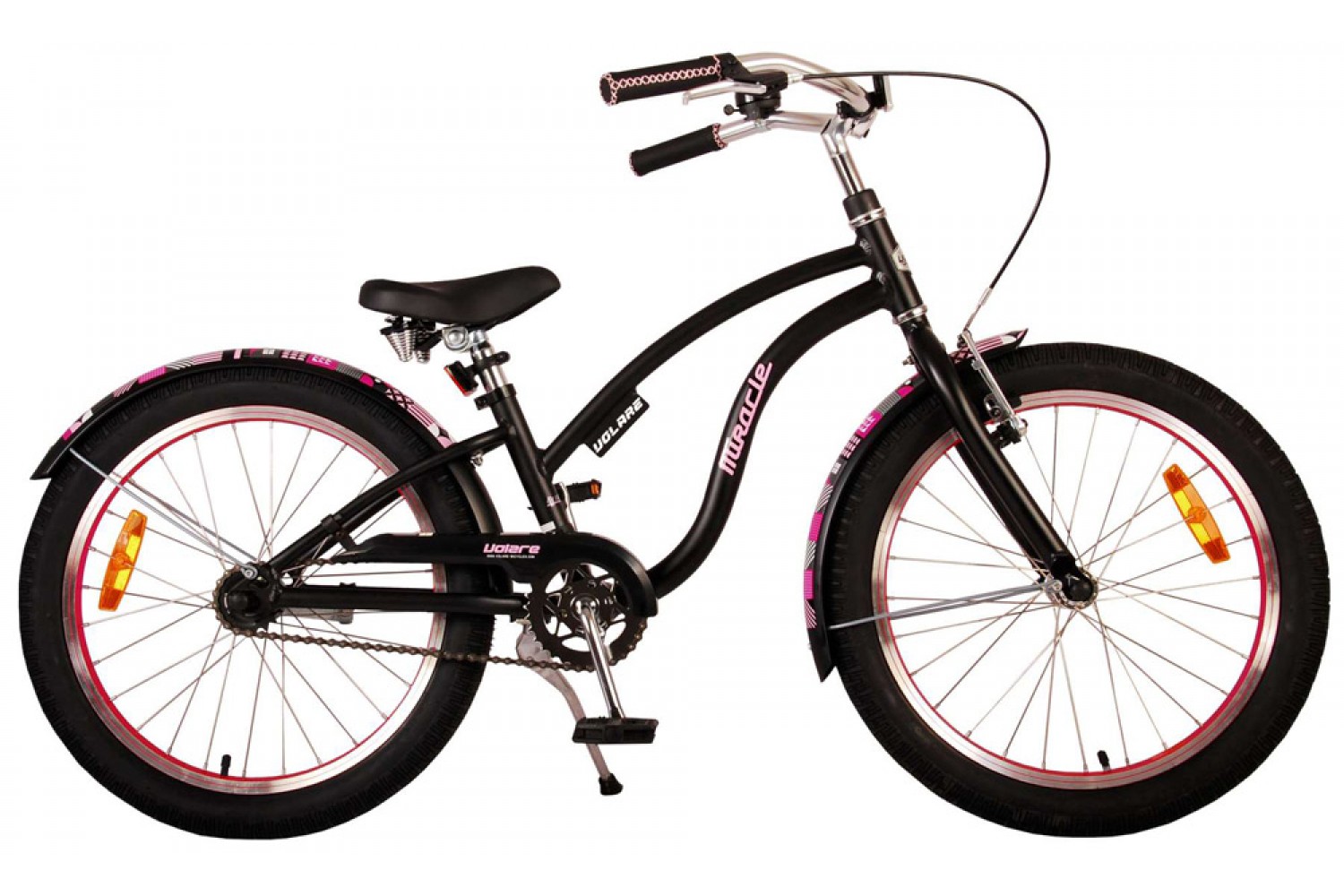 Volare Miracle Cruiser Kinderfahrrad 20 Zoll Mädchen Matt Schwarz