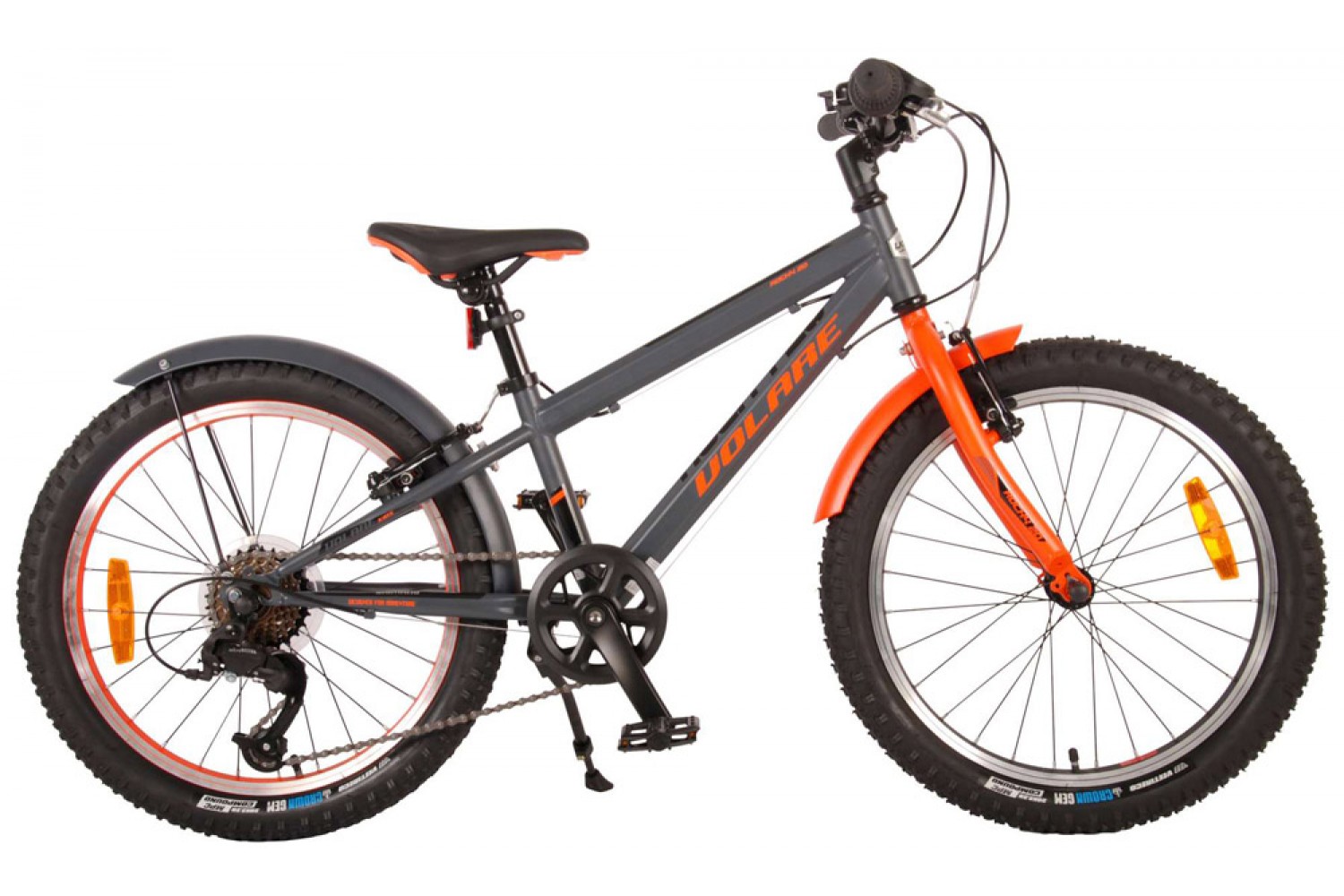 Volare Rocky Kinderfahrrad 20 Zoll 6 Gänge Jungen Grau Orange | 2 Handbremsen