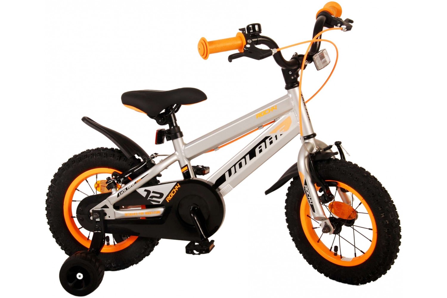 Volare Rocky Kinderfahrrad 12 Zoll Jungen Grau | 2 Handbremsen