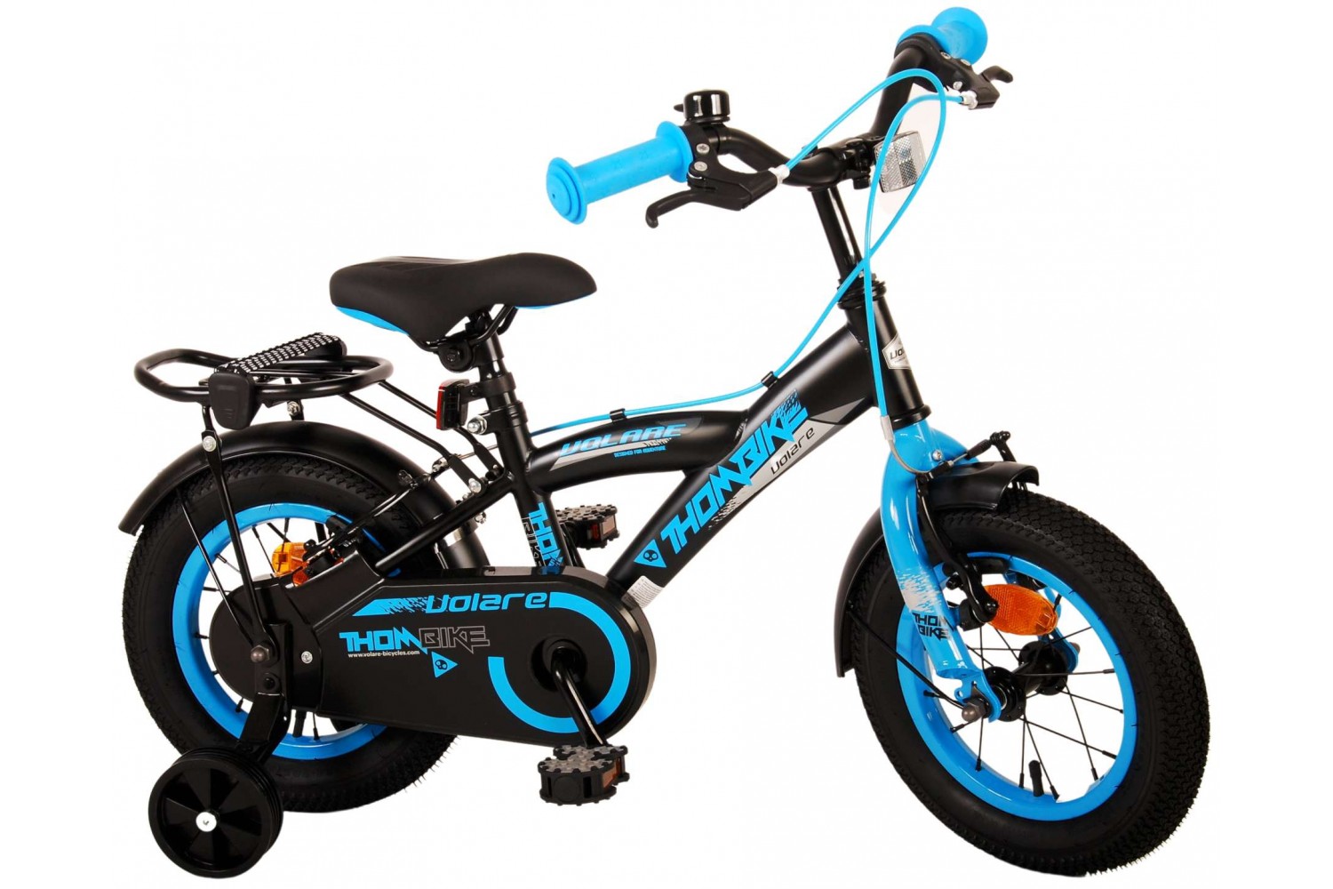 Volare Thombike Kinderfahrrad 12 Zoll Jungen Schwarz Blau | 2 Handbremsen