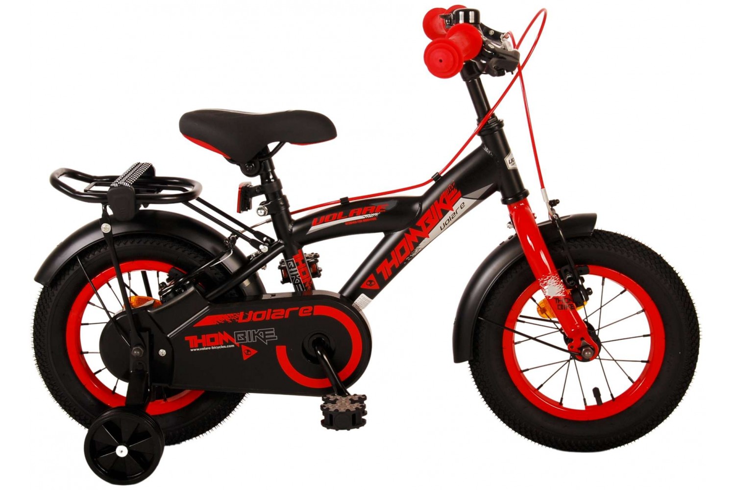 Volare Thombike Kinderfahrrad 12 Zoll Jungen Schwarz Rot | 2 Handbremsen