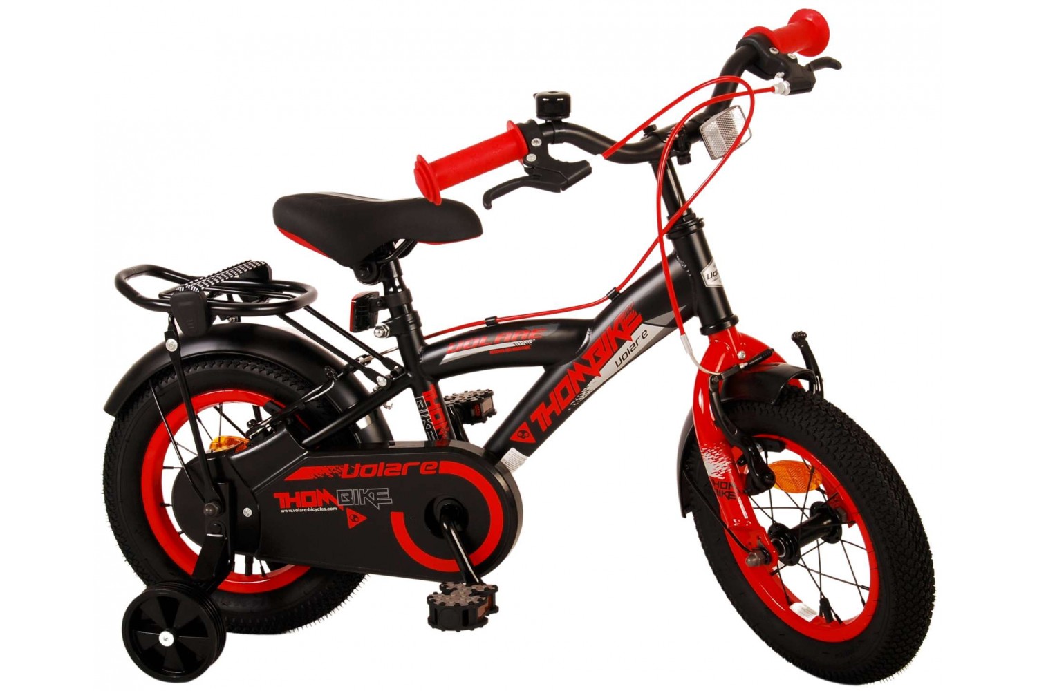 Volare Thombike Kinderfahrrad 12 Zoll Jungen Schwarz Rot | 2 Handbremsen