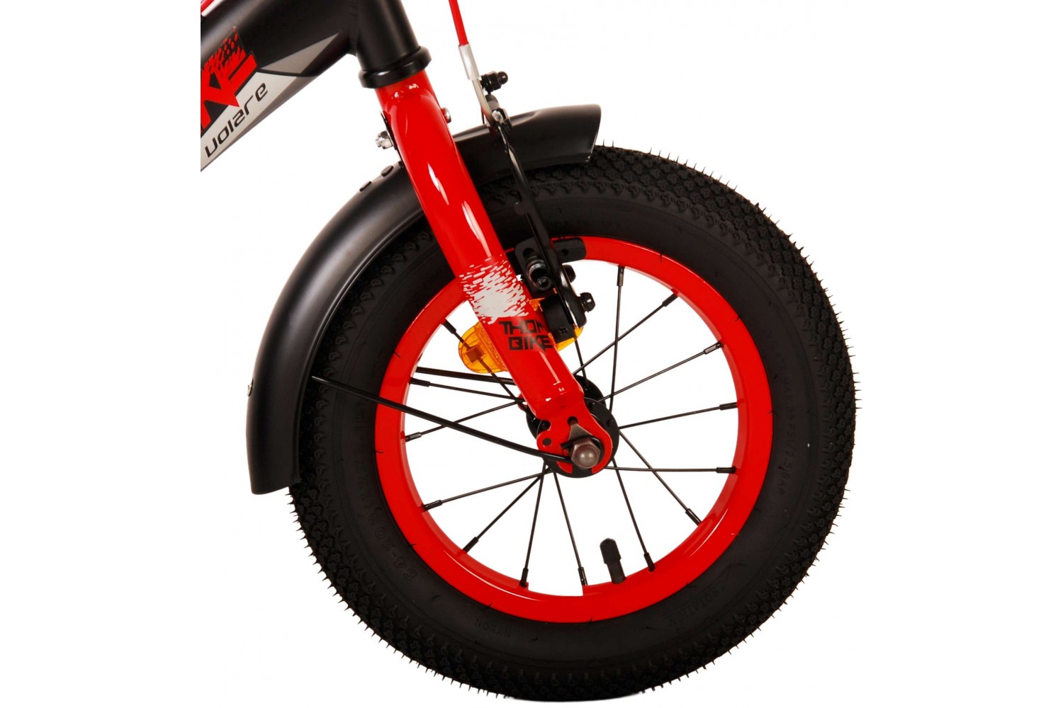 Volare Thombike Kinderfahrrad 12 Zoll Jungen Schwarz Rot | 2 Handbremsen