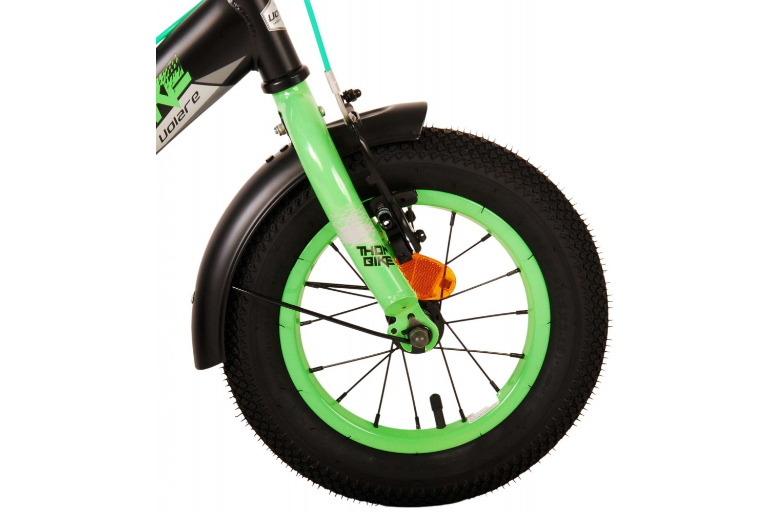 Volare Thombike Kinderfahrrad 12 Zoll Jungen Schwarz Grün | 2 Handbremsen