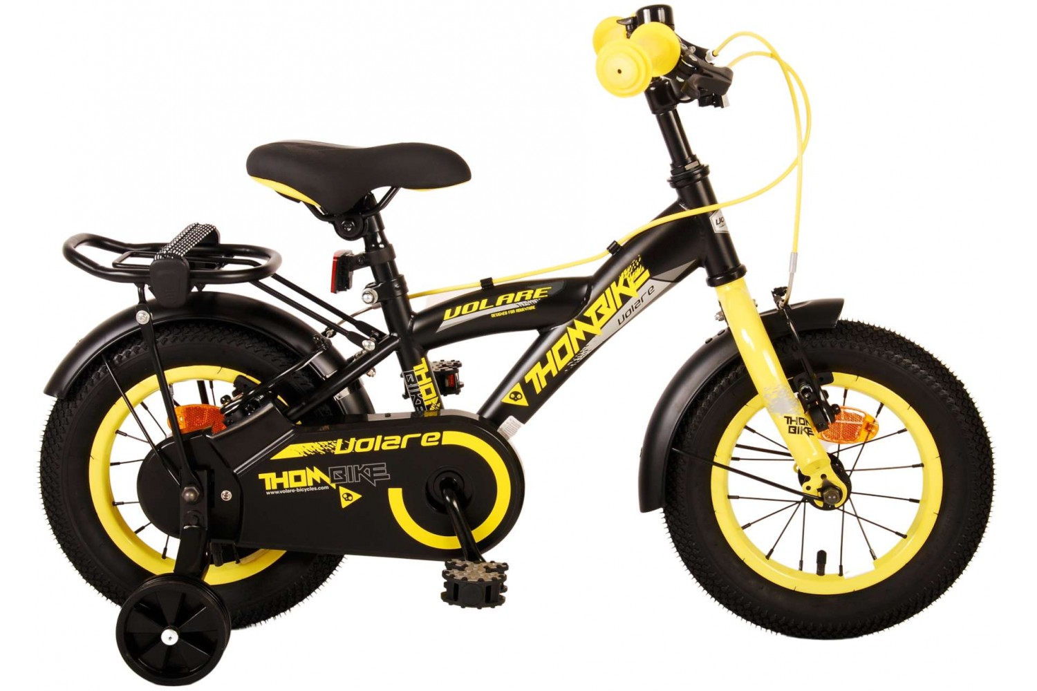 Volare Thombike Kinderfahrrad 12 Zoll Jungen Schwarz Gelb | 2 Handbremsen