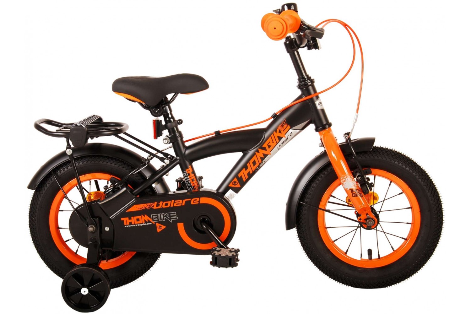 Volare Thombike Kinderfahrrad 12 Zoll Jungen Schwarz Orange | 2 Handbremsen