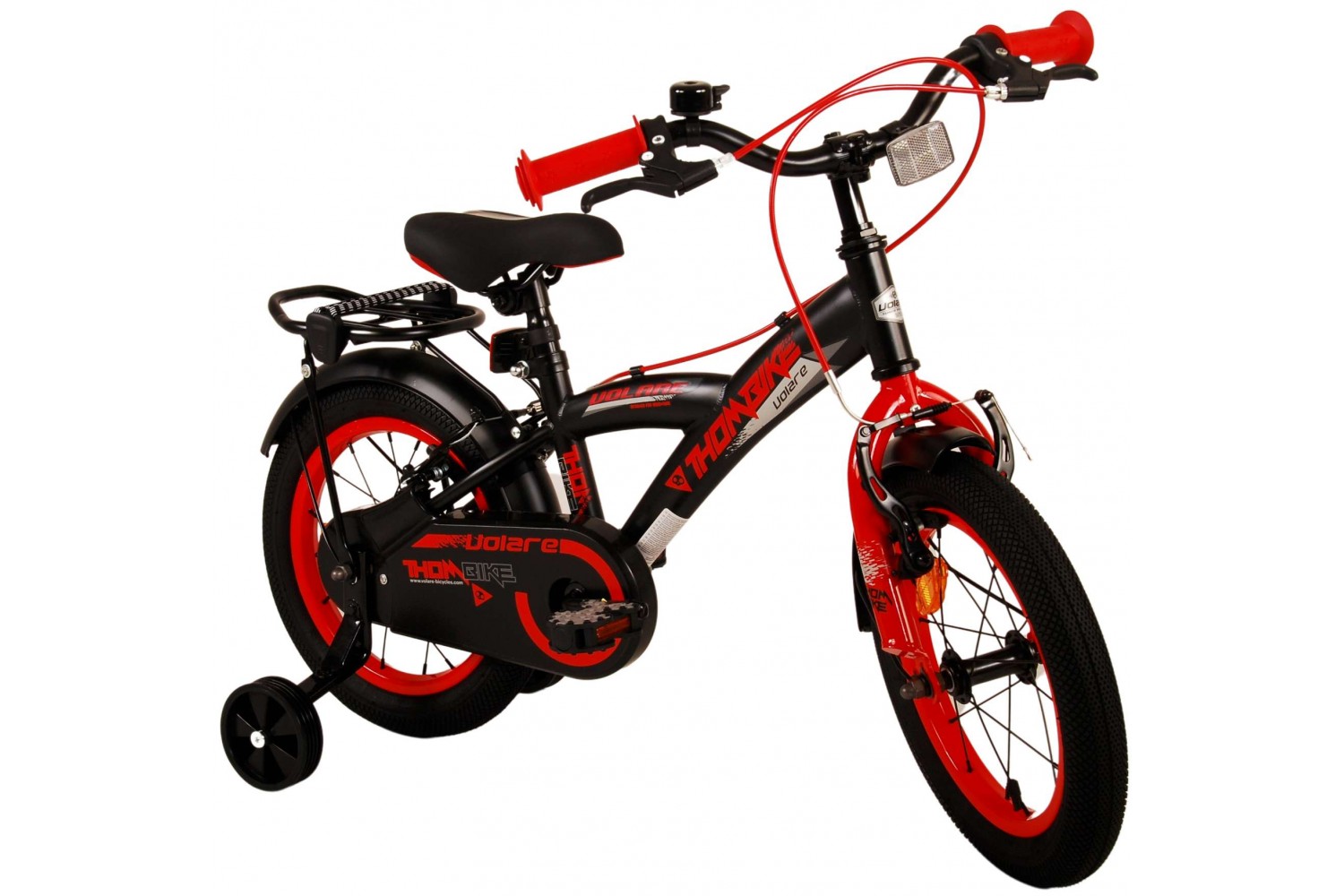 Volare Thombike Kinderfahrrad 14 Zoll Jungen Schwarz Rot | 2 Handbremsen