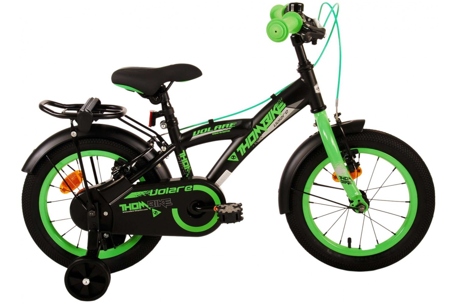 Volare Thombike Kinderfahrrad 14 Zoll Jungen Schwarz Grün | 2 Handbremsen