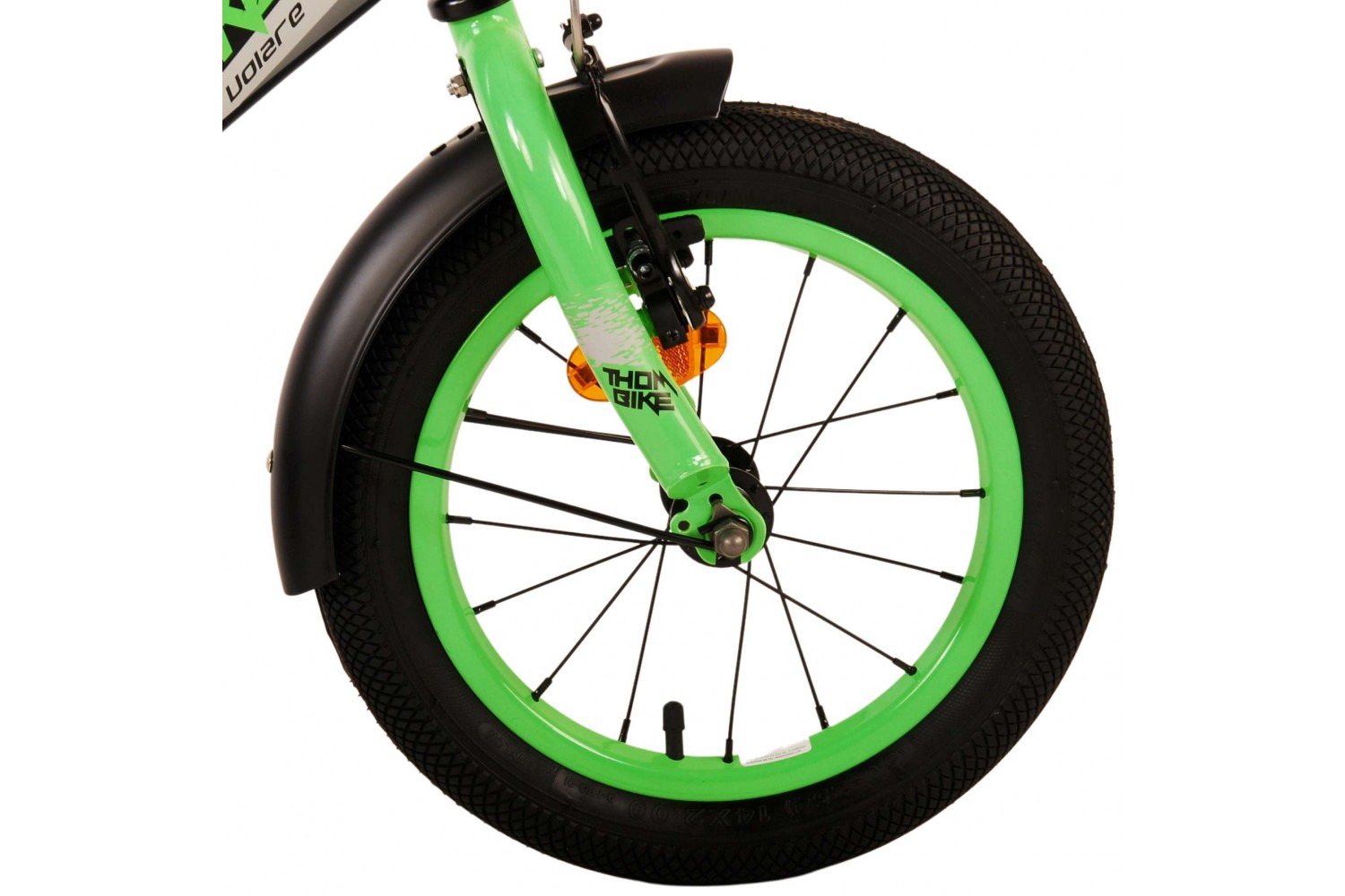 Volare Thombike Kinderfahrrad 14 Zoll Jungen Schwarz Grün | 2 Handbremsen