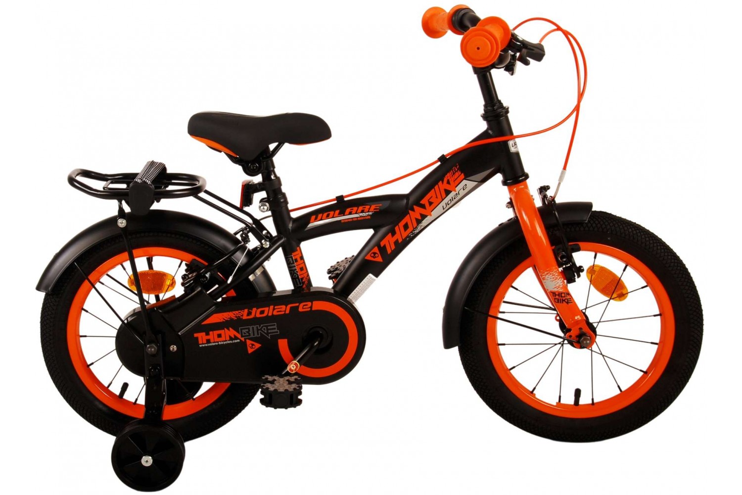 Volare Thombike Kinderfahrrad 14 Zoll Jungen Schwarz Orange | 2 Handbremsen