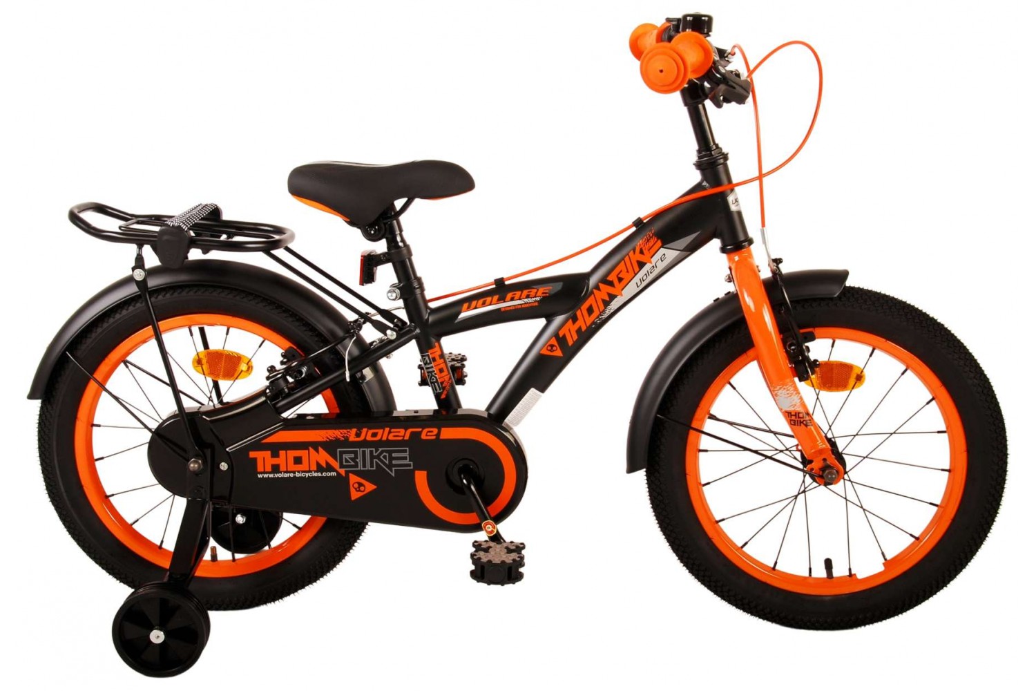 Volare Thombike Kinderfahrrad 16 Zoll Jungen Schwarz Orange | 2 Handbremsen