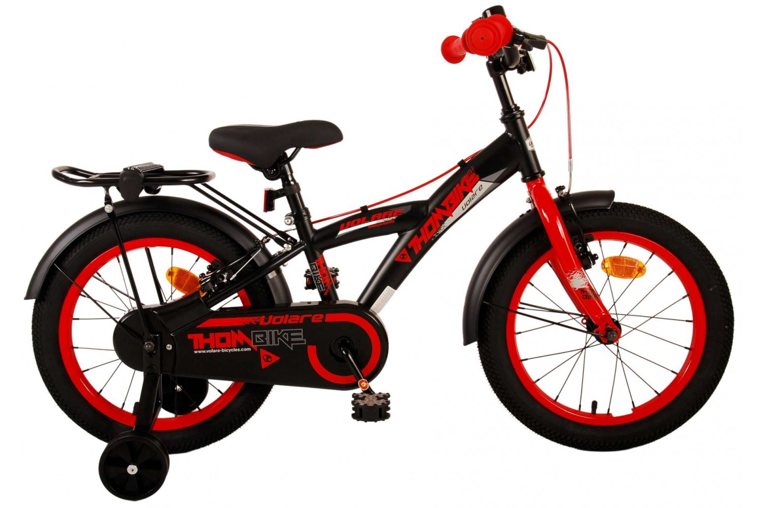 Volare Thombike Kinderfahrrad 16 Zoll Jungen Schwarz Rot | 2 Handbremsen