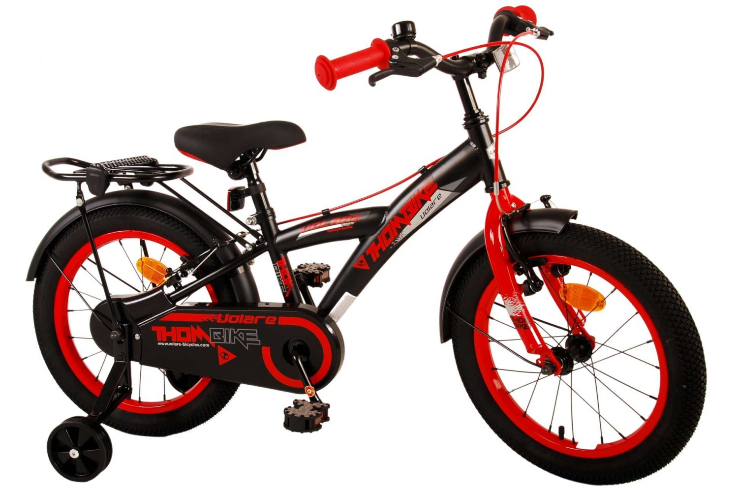 Volare Thombike Kinderfahrrad 16 Zoll Jungen Schwarz Rot | 2 Handbremsen