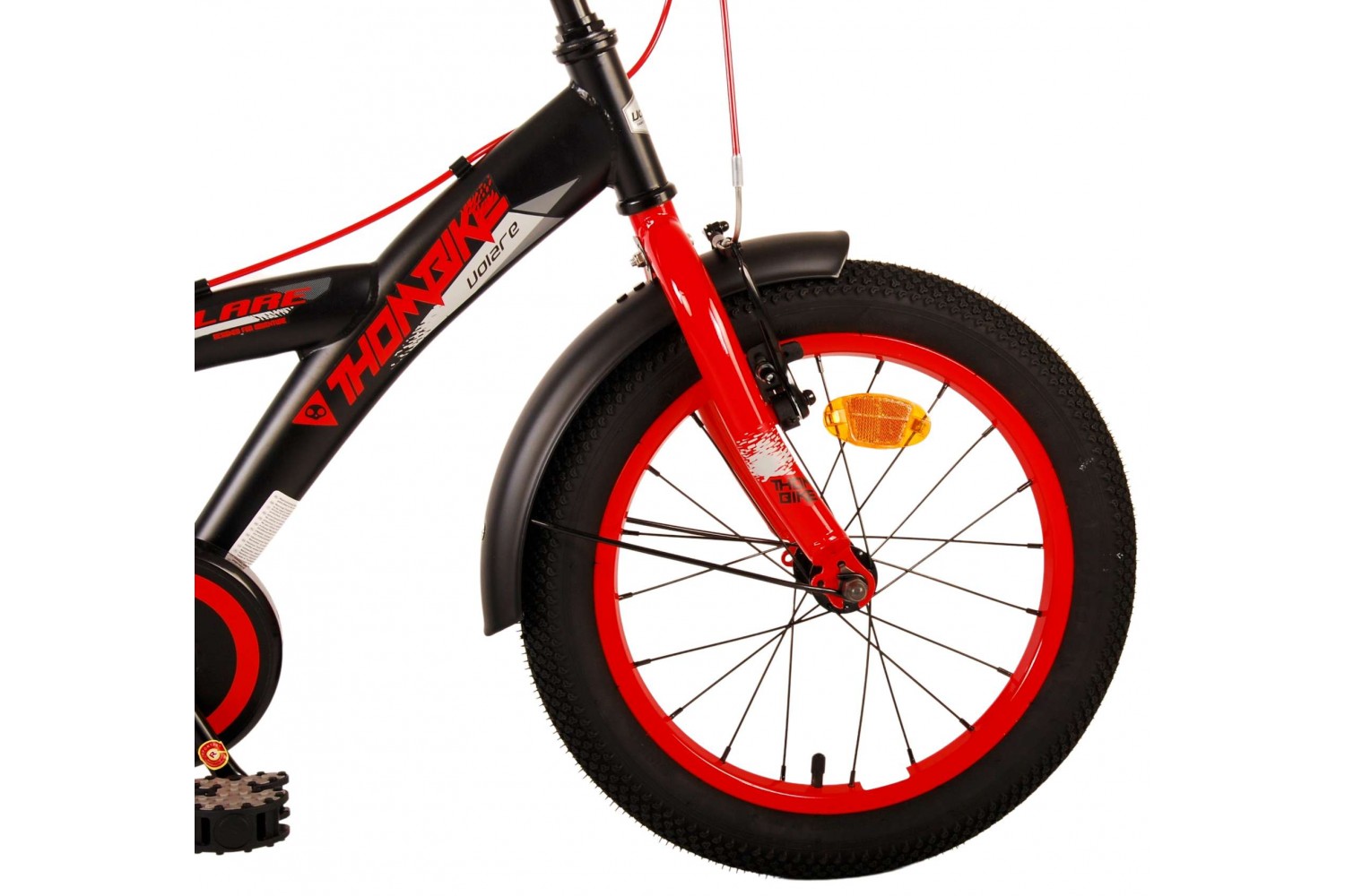 Volare Thombike Kinderfahrrad 16 Zoll Jungen Schwarz Rot | 2 Handbremsen