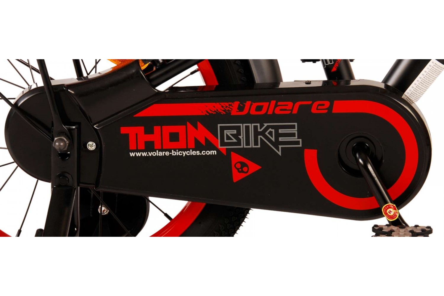 Volare Thombike Kinderfahrrad 16 Zoll Jungen Schwarz Rot | 2 Handbremsen