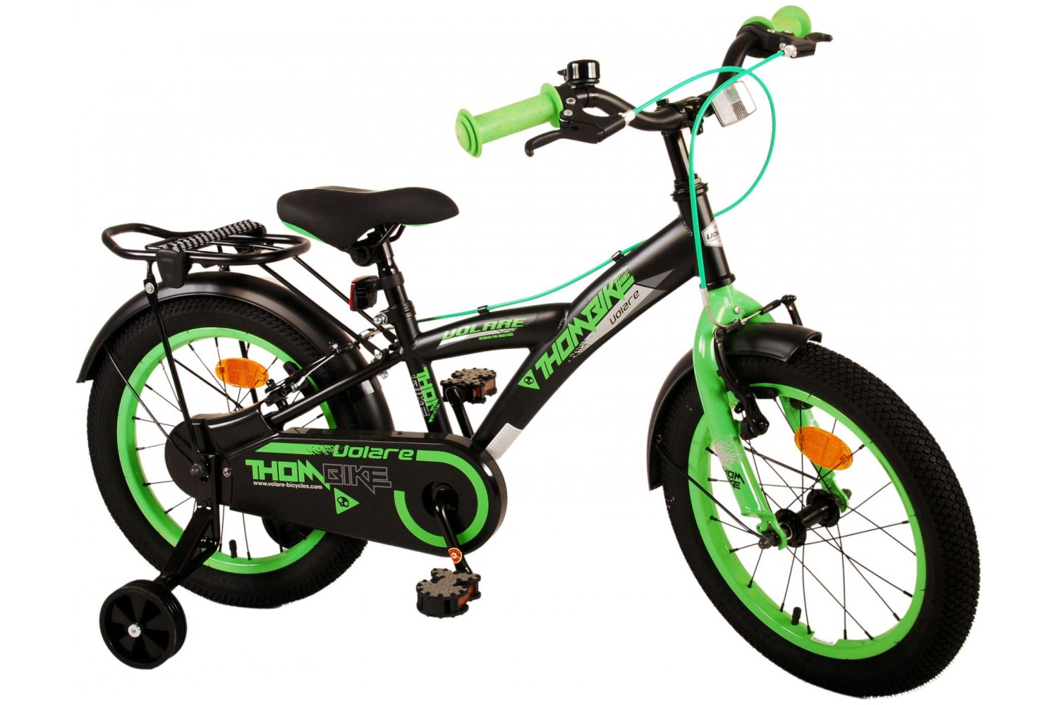 Volare Thombike Kinderfahrrad 16 Zoll Jungen Schwarz Grün | 2 Handbremsen