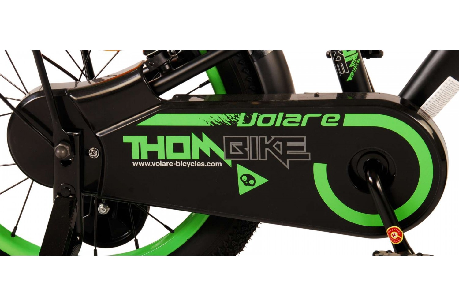 Volare Thombike Kinderfahrrad 16 Zoll Jungen Schwarz Grün | 2 Handbremsen