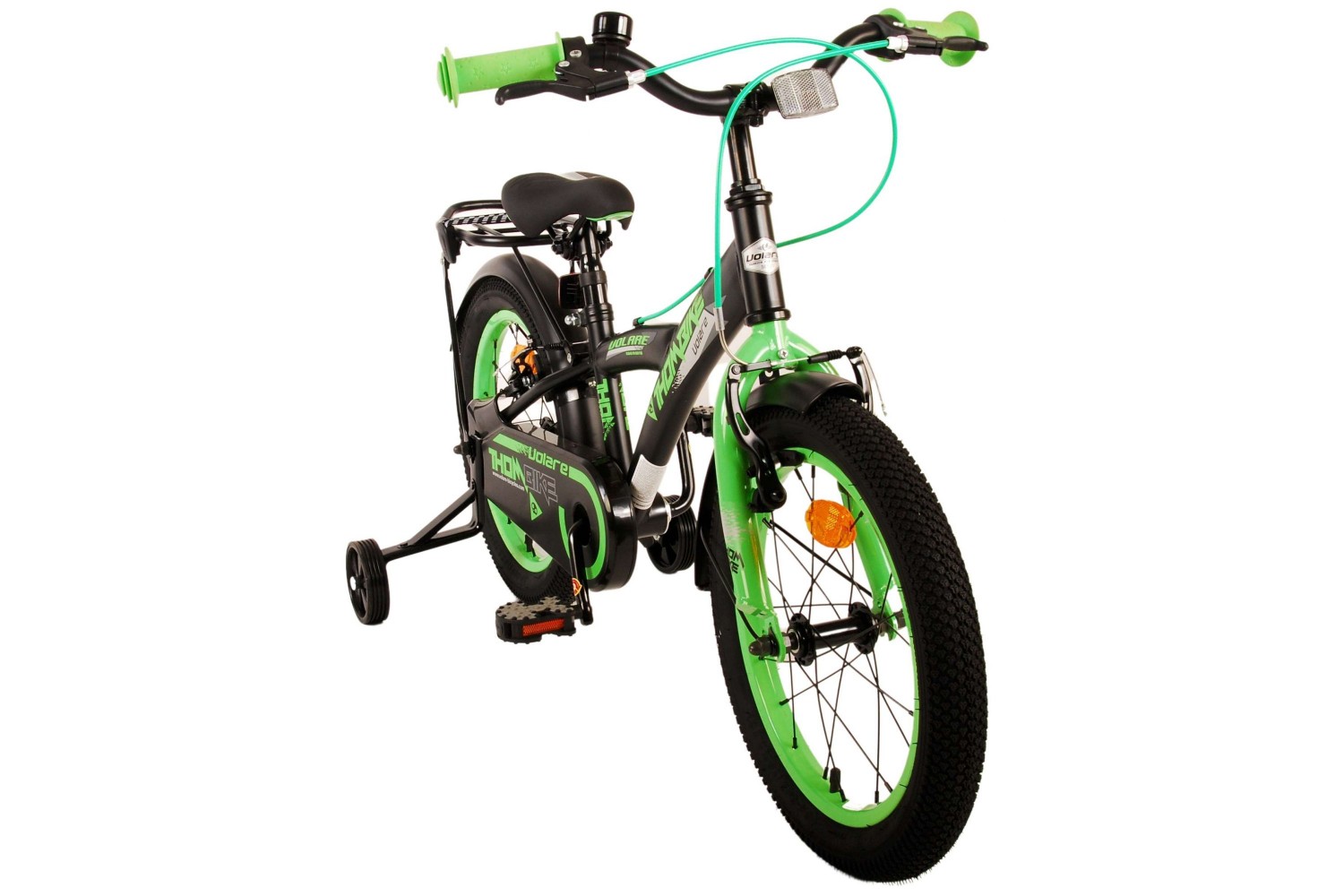 Volare Thombike Kinderfahrrad 16 Zoll Jungen Schwarz Grün | 2 Handbremsen