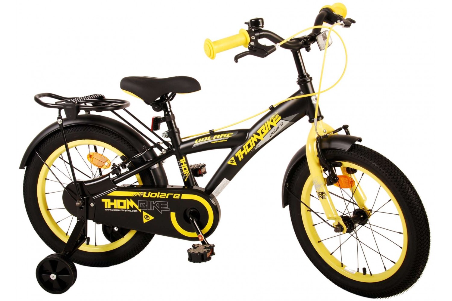 Volare Thombike Kinderfahrrad 16 Zoll Jungen Schwarz Gelb | 2 Handbremsen