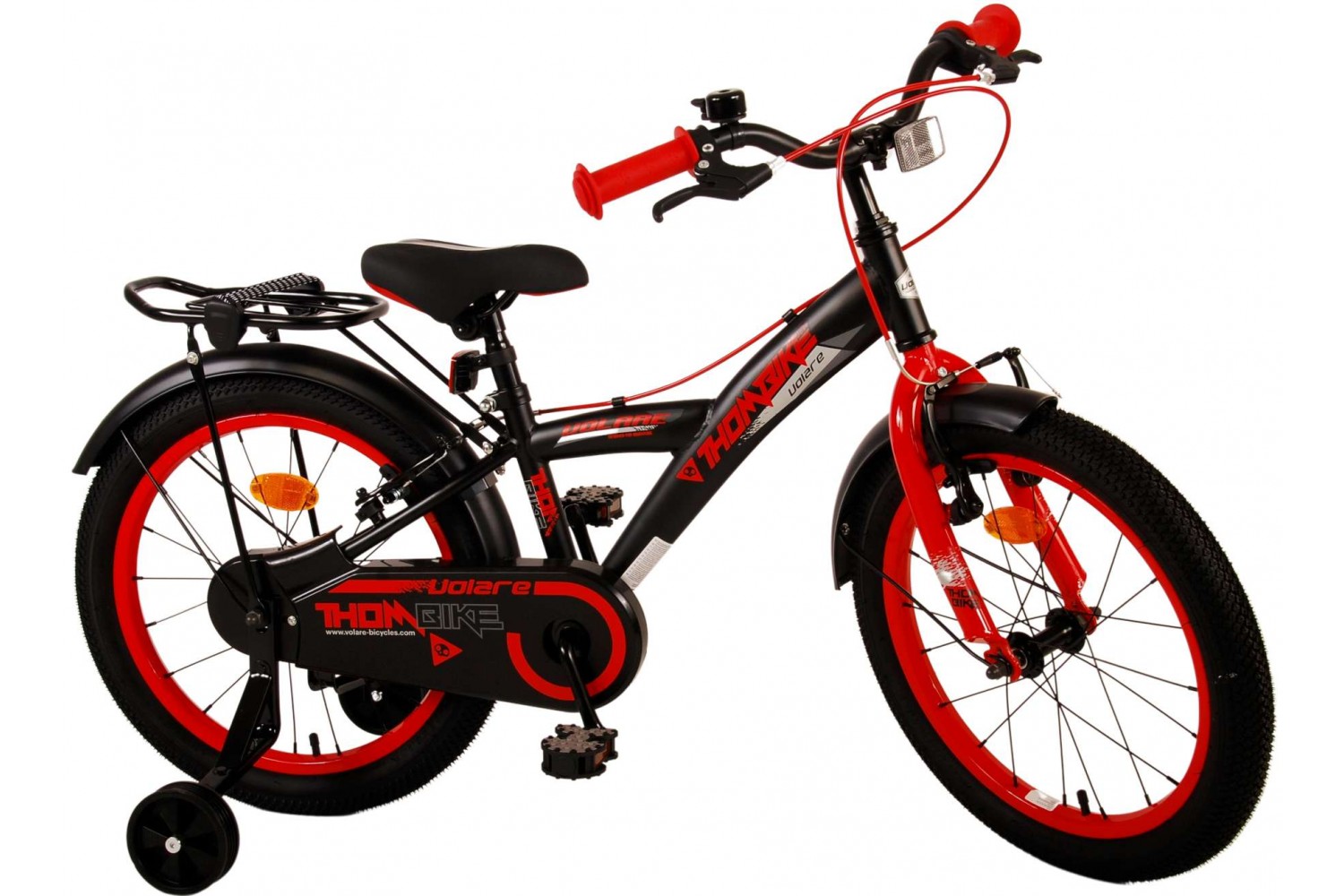 Volare Thombike Kinderfahrrad 18 Zoll Jungen Schwarz Rot | 2 Handbremsen