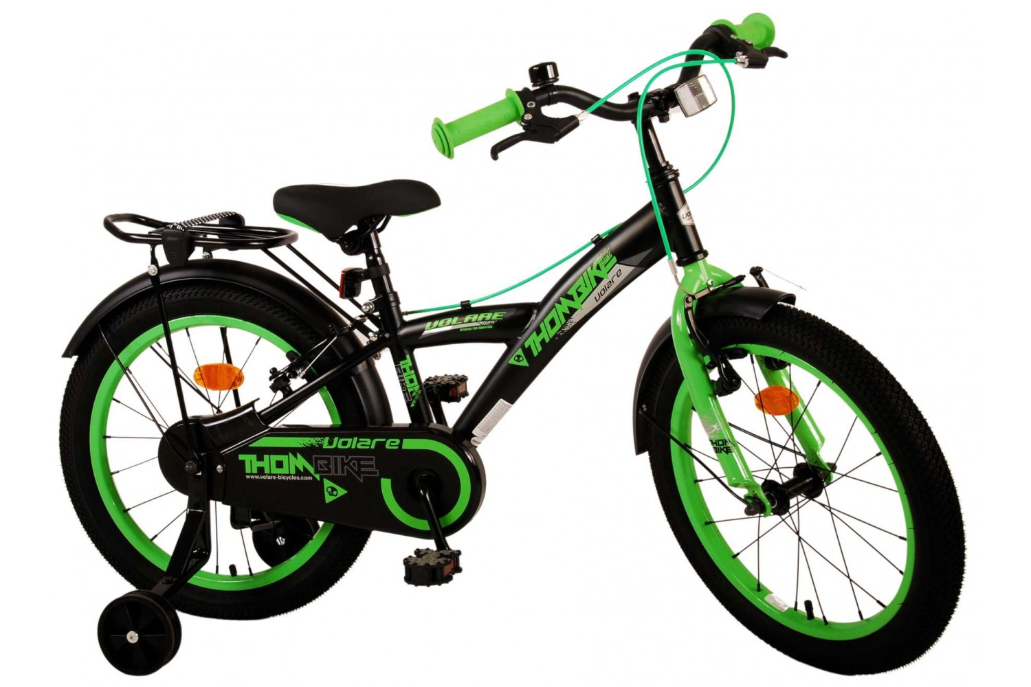 Volare Thombike Kinderfahrrad 18 Zoll Jungen Zoll Schwarz Grün | 2 Handbremsen