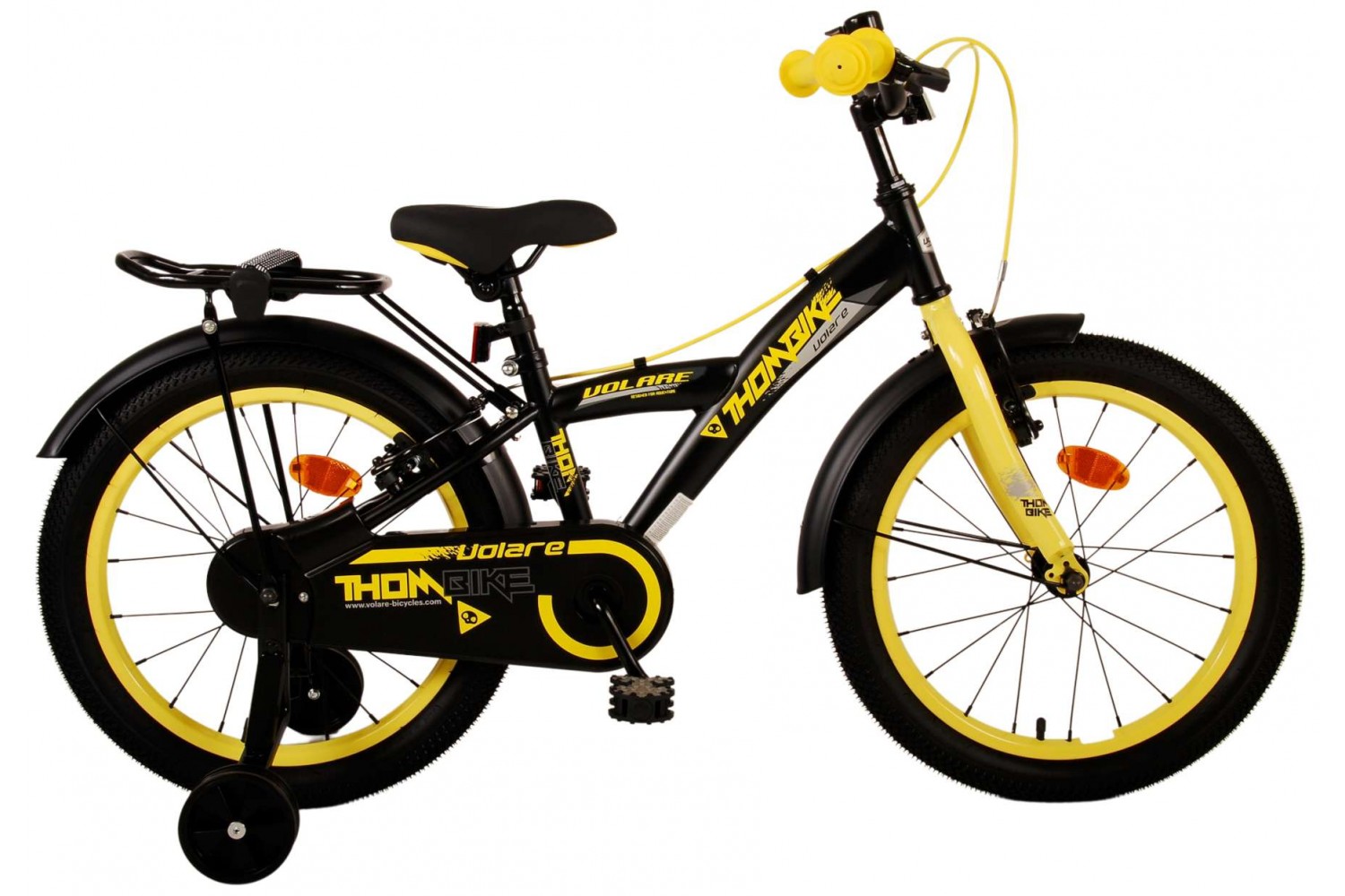 Volare Thombike Kinderfahrrad 18 Zoll Jungen Schwarz Gelb | 2 Handbremsen