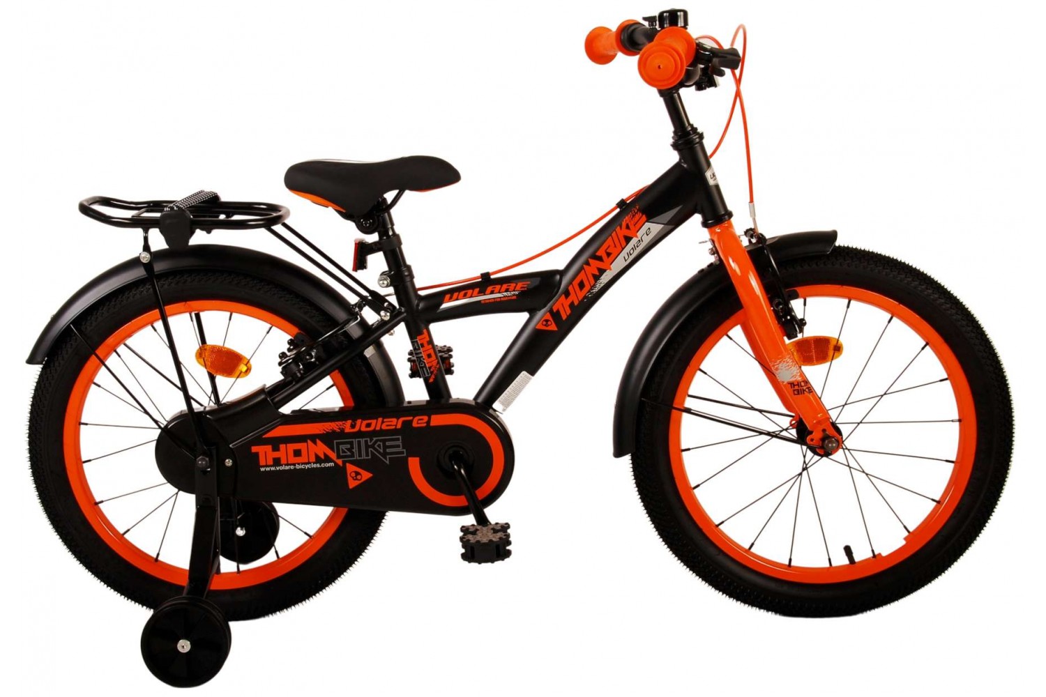 Volare Thombike Kinderfahrrad 18 Zoll Jungen Schwarz Orange | 2 Handbremsen