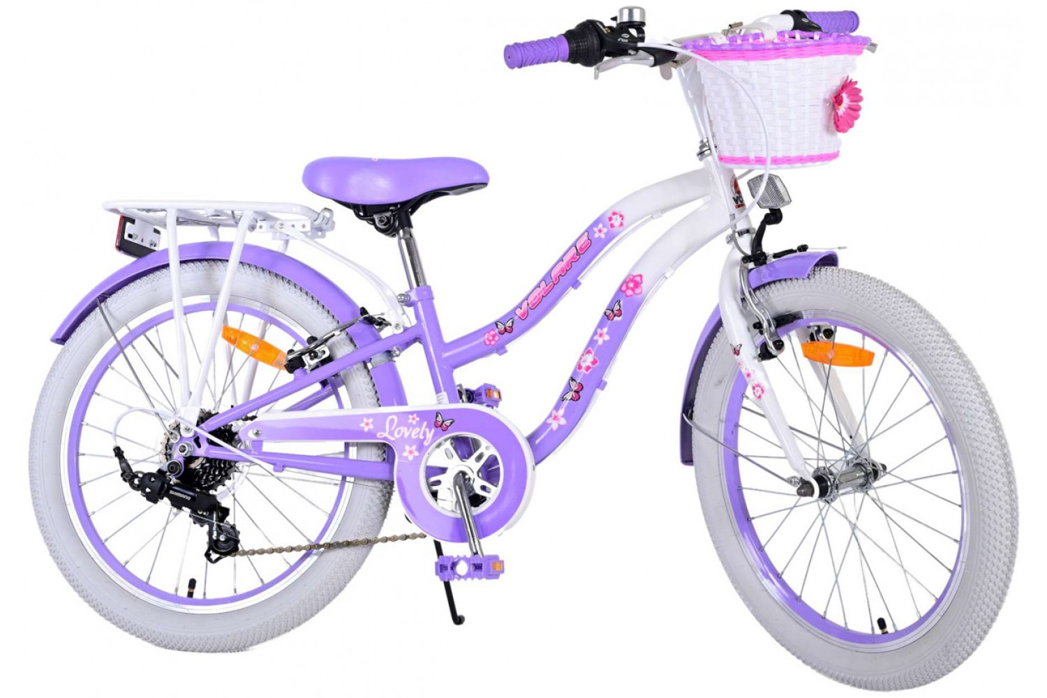 Volare Lovely Kinderfahrrad 20 Zoll Mädchen Lila 7 Gänge