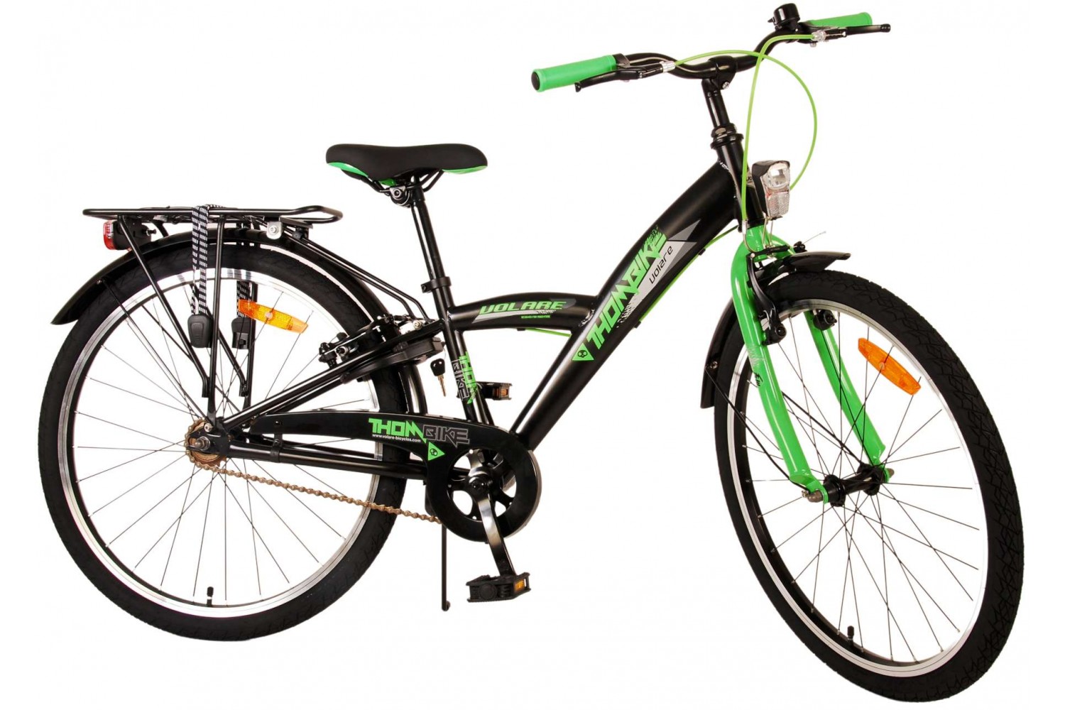 Volare Thombike Kinderfahrrad 24 Zoll Jungen Schwarz Grün | 2 Handbremsen