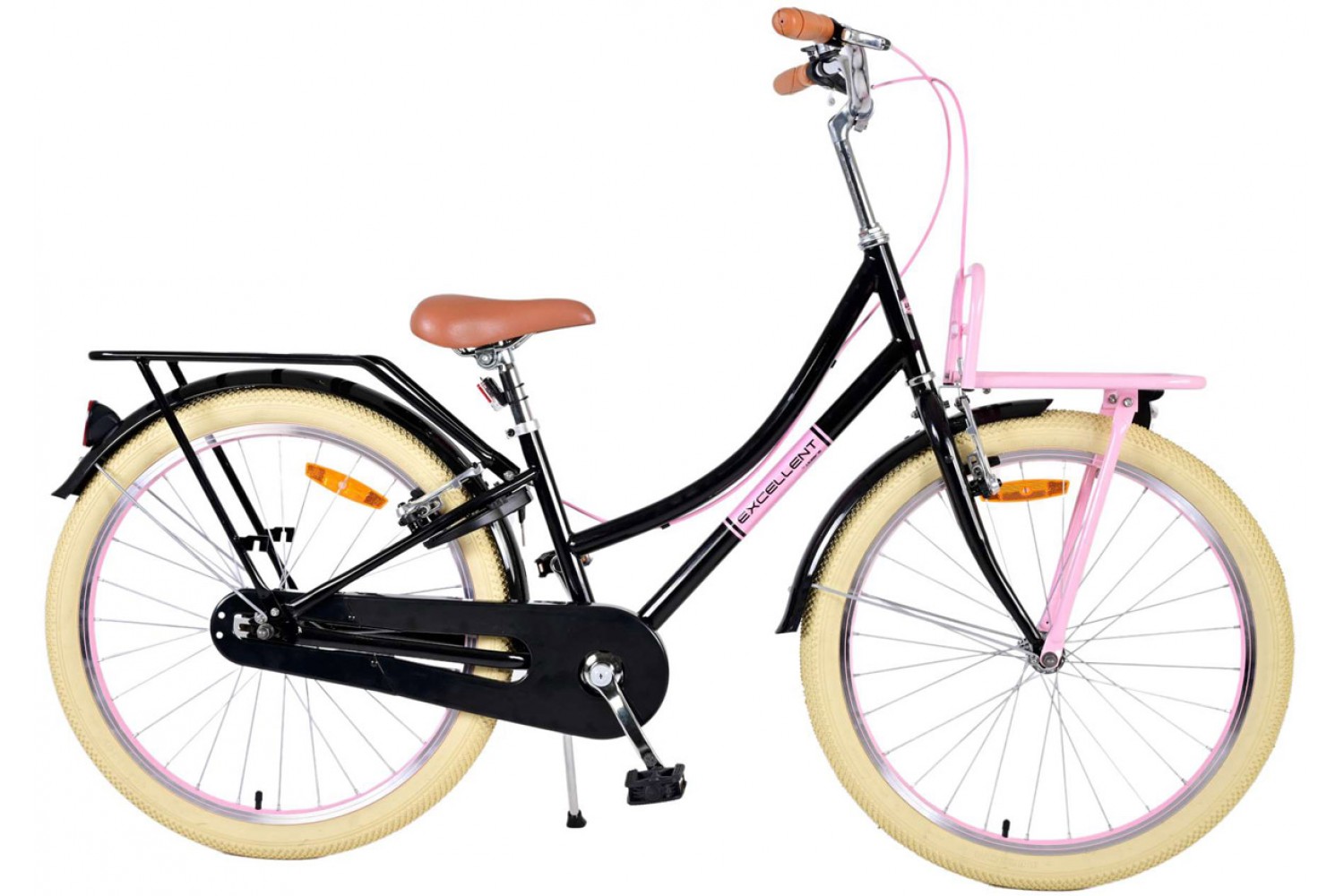 Volare Excellent Mädchenfahrrad 24 Zoll Schwarz | 2 Handbremsen