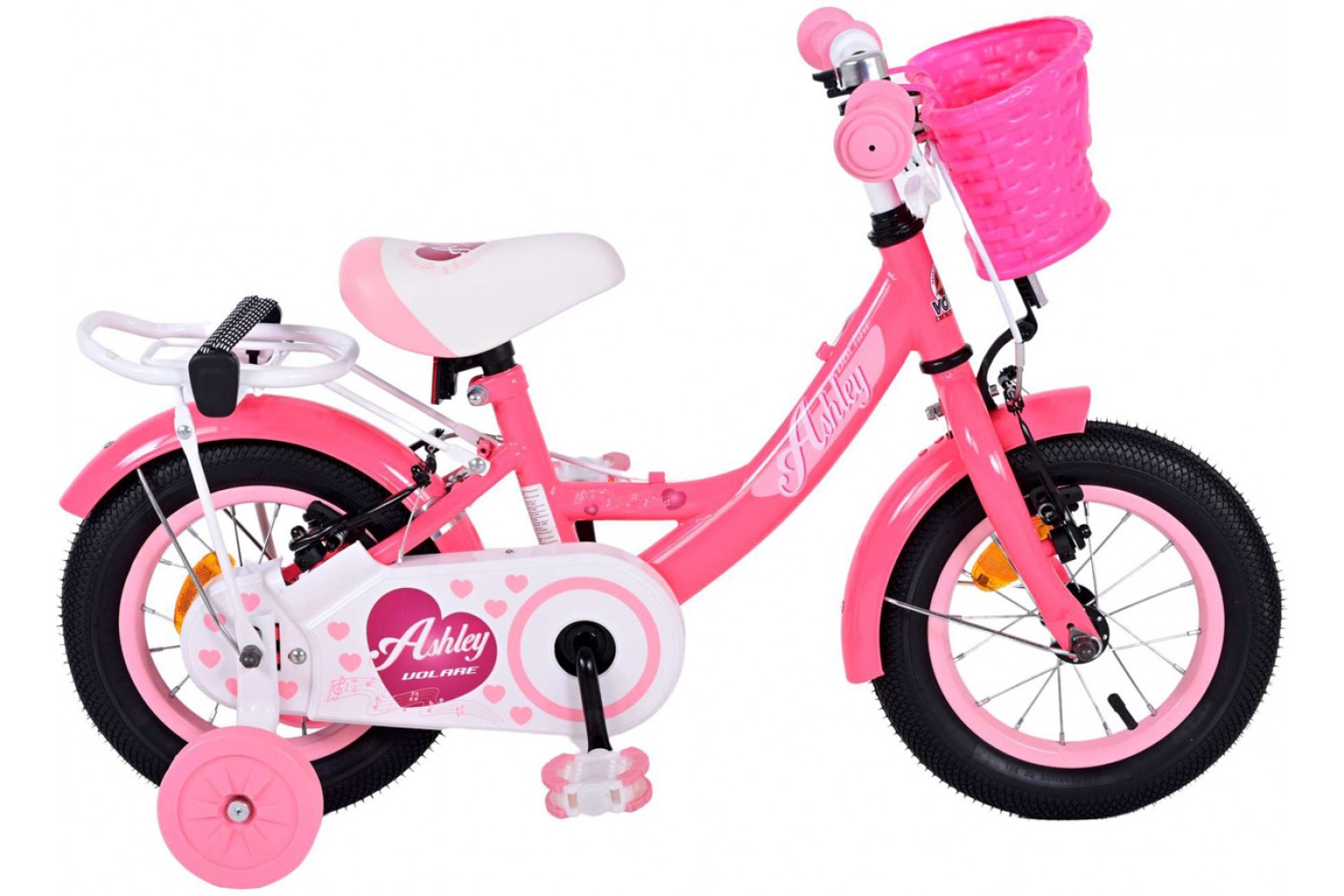 Volare Ashley Kinderfahrrad 12 Zoll Mädchen Rosa/Rot | 2 Handbremsen