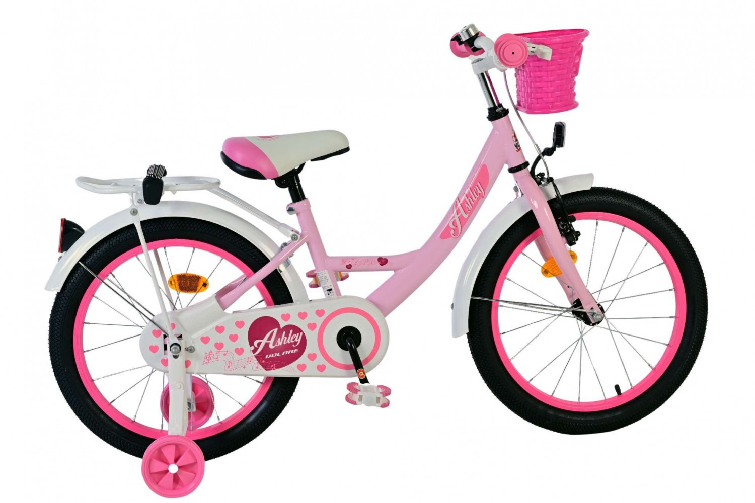 Volare Ashley Kinderfahrrad 18 Zoll Mädchen Weiß Rosa