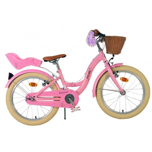 Volare Blossom Kinderfahrrad Mädchen 18 Zoll Rosa | 2 Handbremsen (keine Rücktrittbremse)