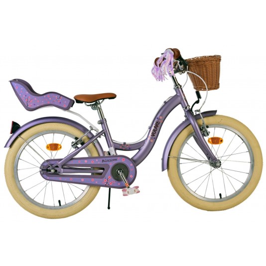 Volare Blossom Kinderfahrrad Mädchen 18 Zoll Lila | 2 Handbremsen (keine Rücktrittbremse)