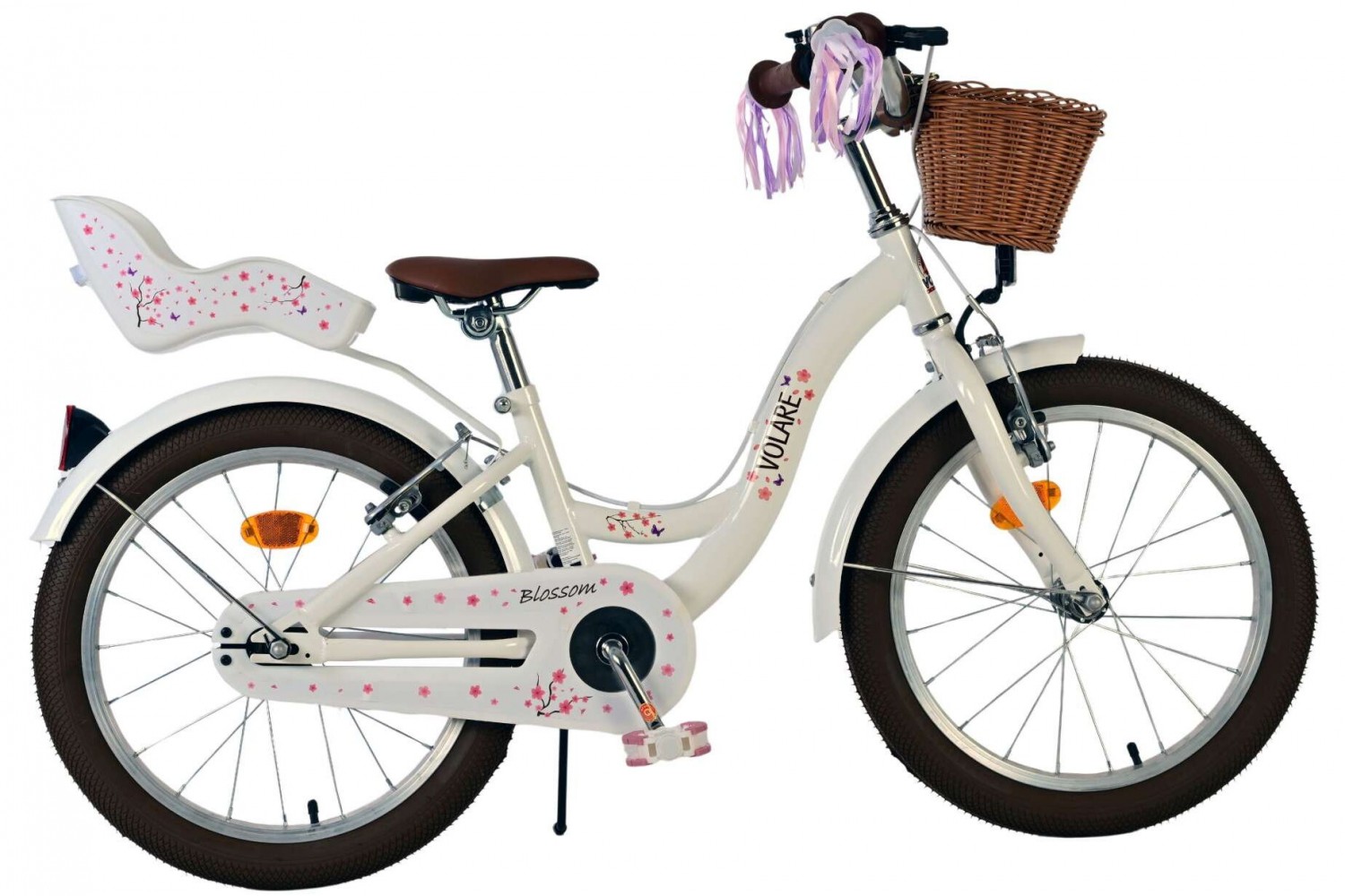 Volare Blossom Kinderfahrrad Mädchen 18 Zoll Weiß | Zwei Handbremsen