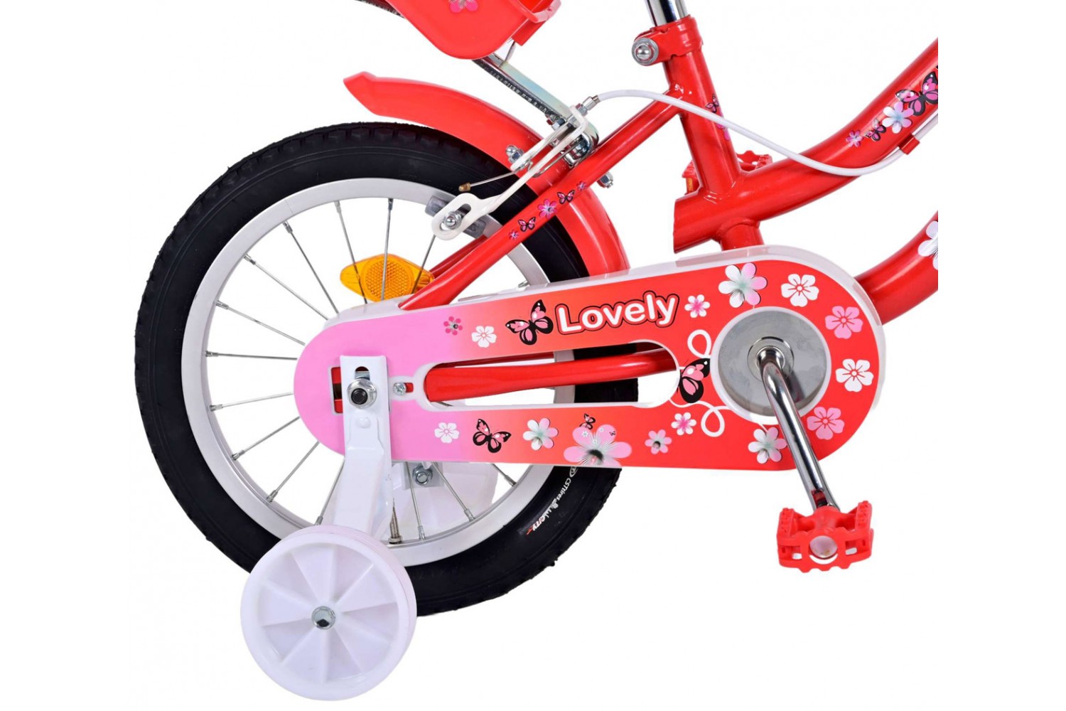 Volare Lovely Mädchenfahrrad 14 Zoll Rot Weiß 2 Handbremsen