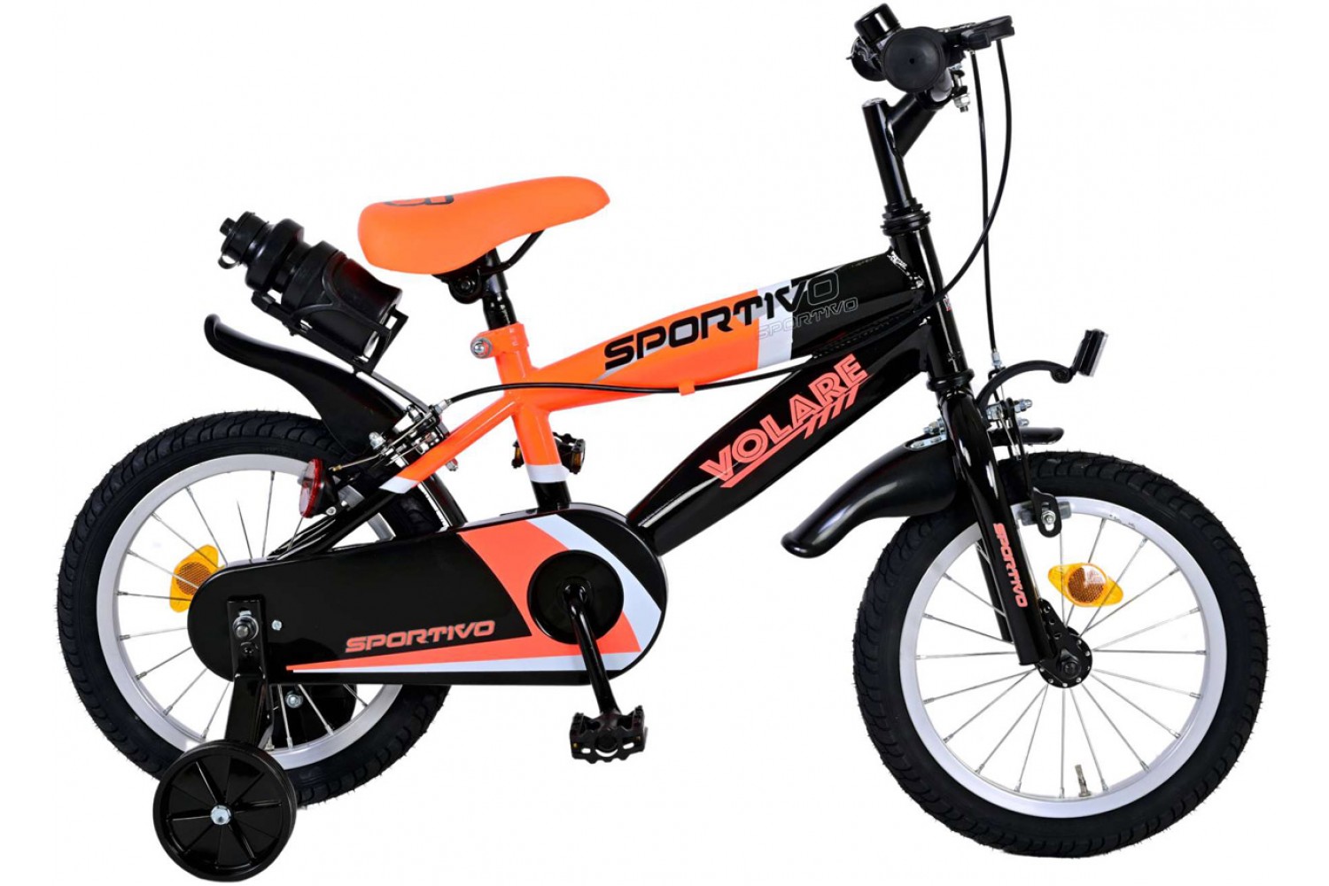 Volare Sportivo Jungenfahrrad 14 Zoll Neon Orange Schwarz 2 Handbremsen