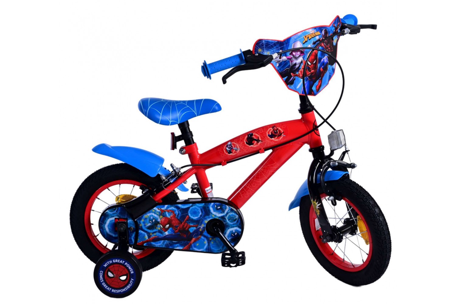 Ultimate Spider-Man Jungenfahrrad 12 Zoll Blau/Rot | 2 Handbremsen