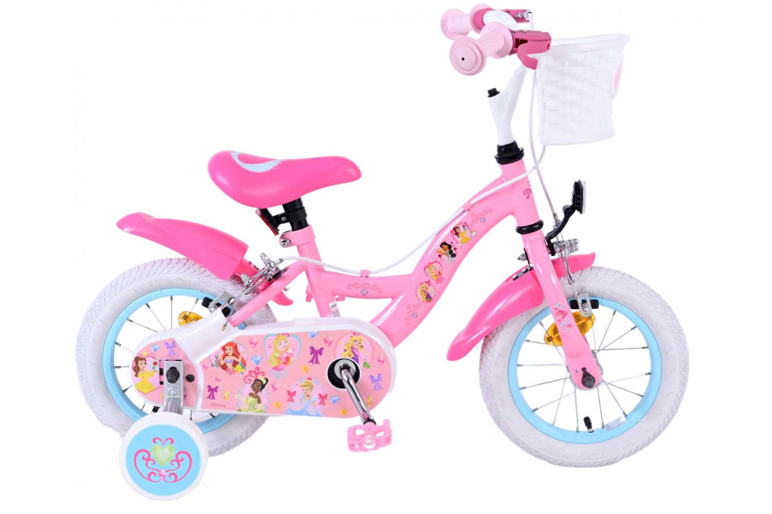 Disney Princess Mädchenfahrrad 12 Zoll Rosa | 2 Handbremsen