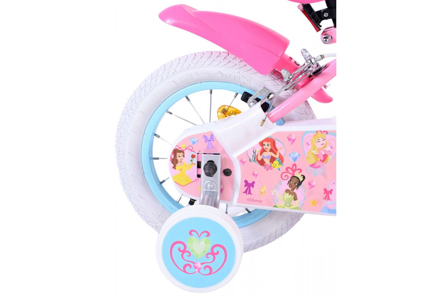 Disney Princess Mädchenfahrrad 12 Zoll Rosa | 2 Handbremsen