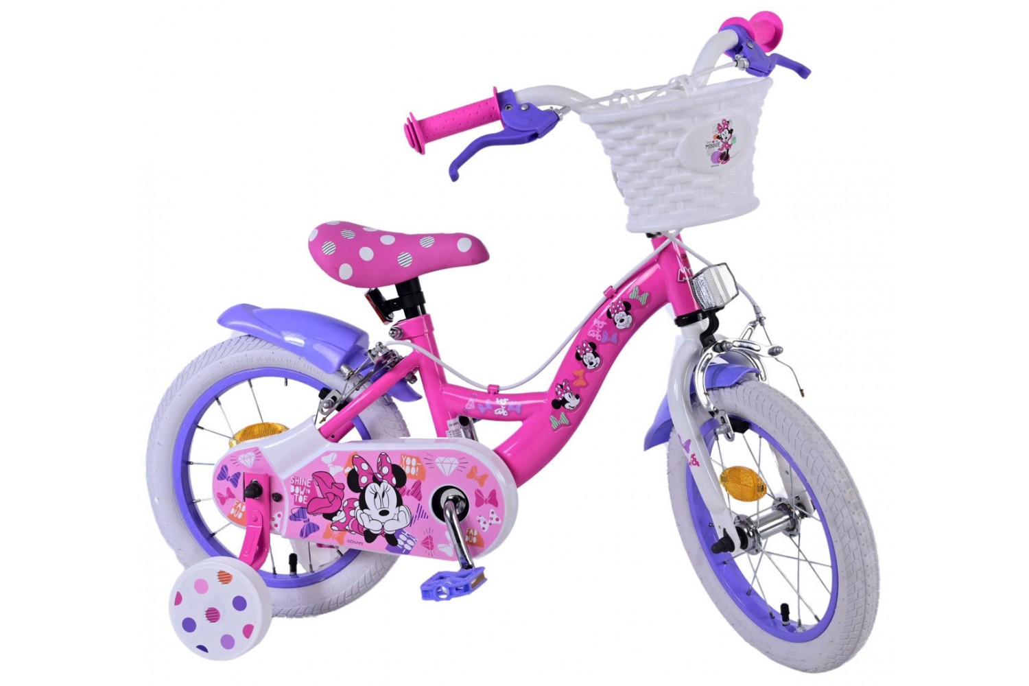 Disney Minnie Mädchenfahrrad 14 Zoll Rosa | 2 Handbremsen