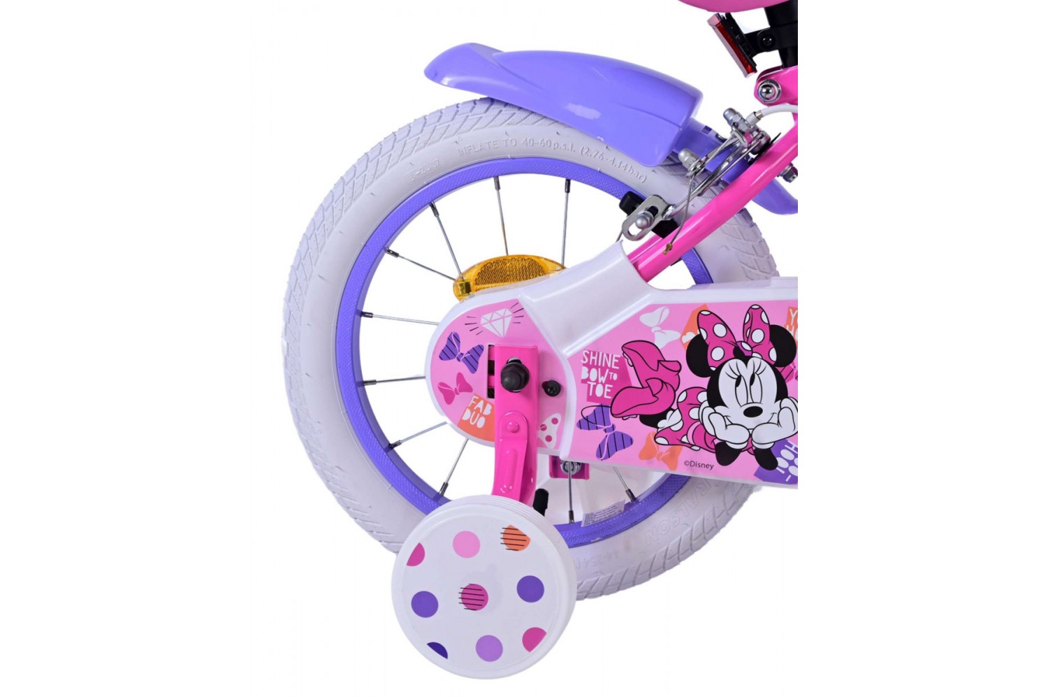 Disney Minnie Mädchenfahrrad 14 Zoll Rosa | 2 Handbremsen