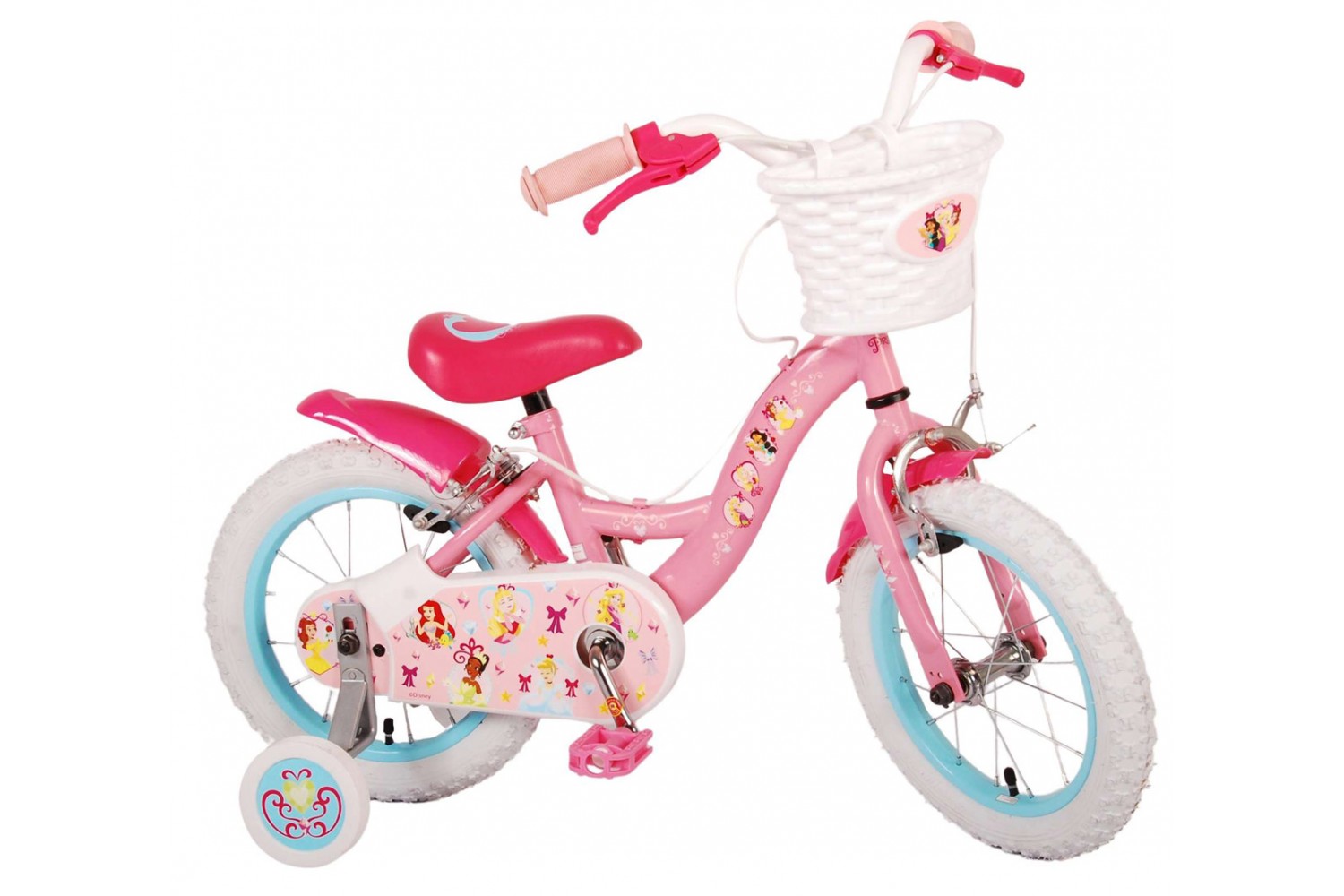 Disney Princess Mädchenfahrrad 14 Zoll Rosa | 2 Handbremsen