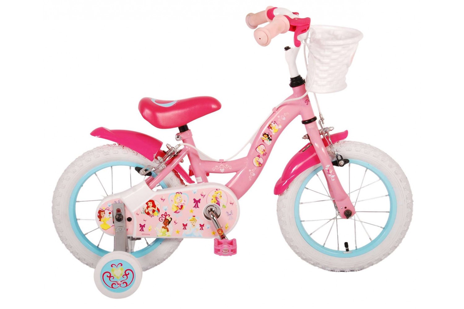 Disney Princess Mädchenfahrrad 14 Zoll Rosa | 2 Handbremsen