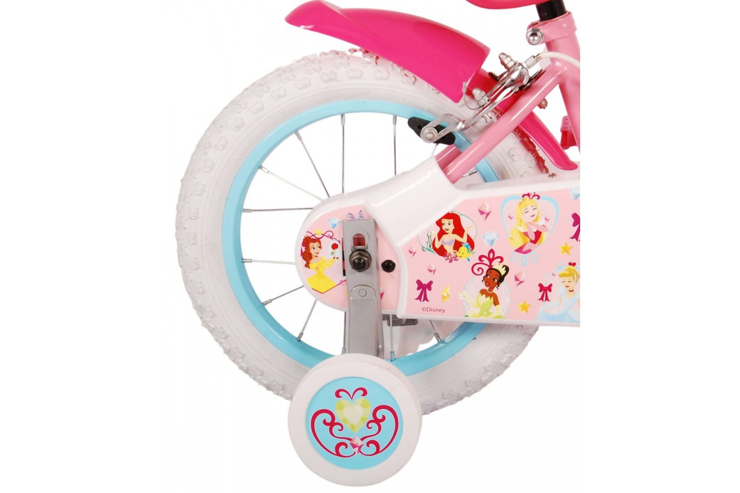 Disney Princess Mädchenfahrrad 14 Zoll Rosa | 2 Handbremsen