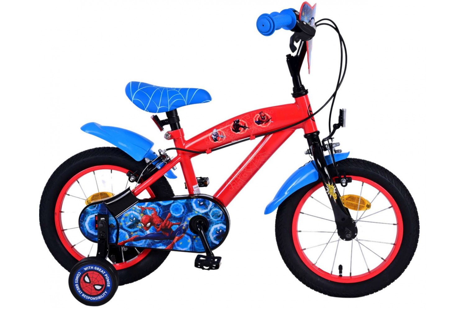 Ultimate Spider-Man Jungenfahrrad 14 Zoll Blau/Rot | 2 Handbremsen