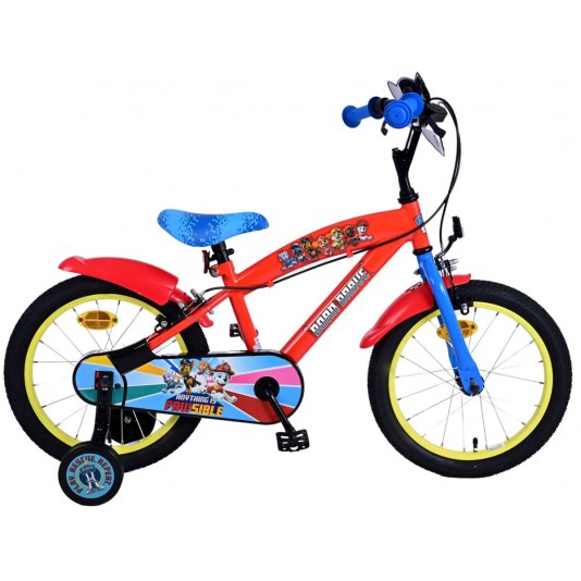 Paw Patrol Jungenfahrrad 16 Zoll Rot | 2 Handbremsen (keine Rücktrittbremse)